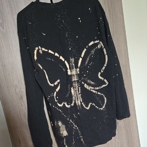 Hand-Bleached Butterfly Long Sleeve Shirt